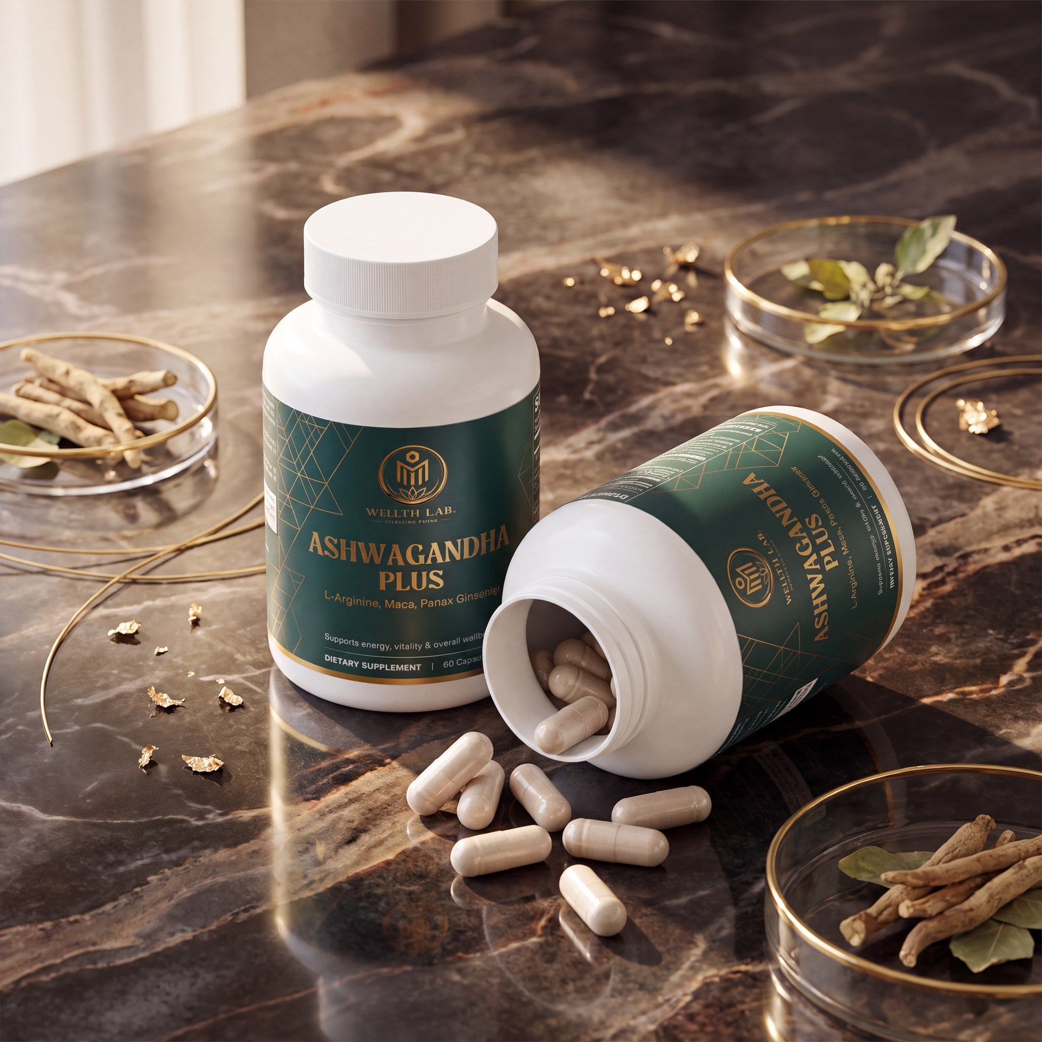 Wellthlab Ashwagandha Plus lifestyle flat lay