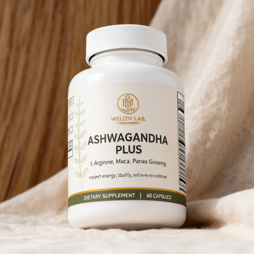 Wellth Lab Ashwagandha Plus bottle detail