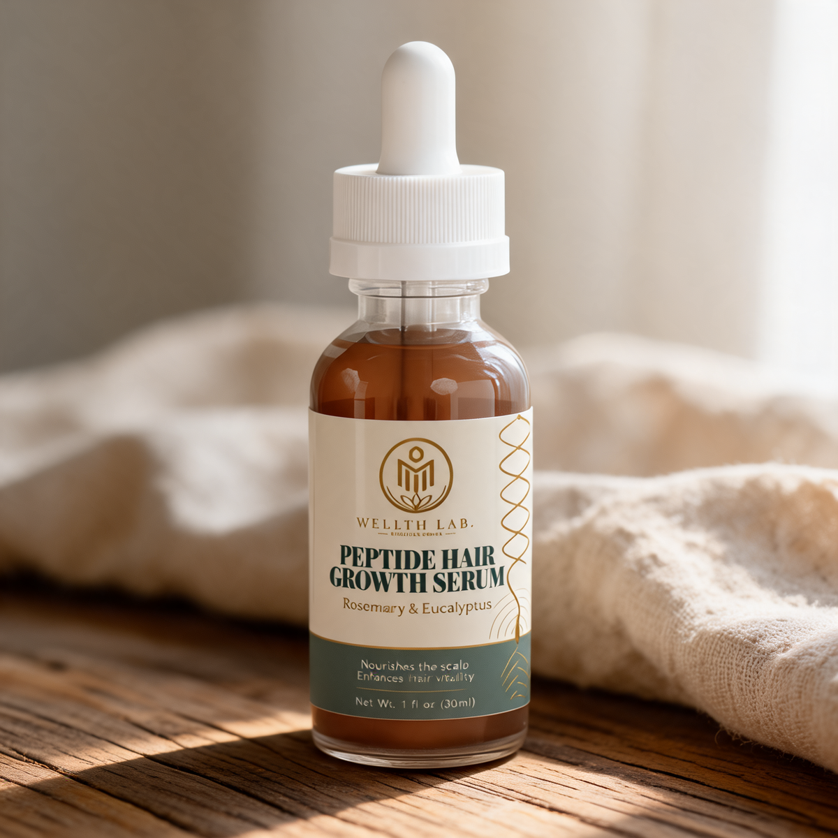 Wellth Lab Peptide Hair Growth Serum bottle detail