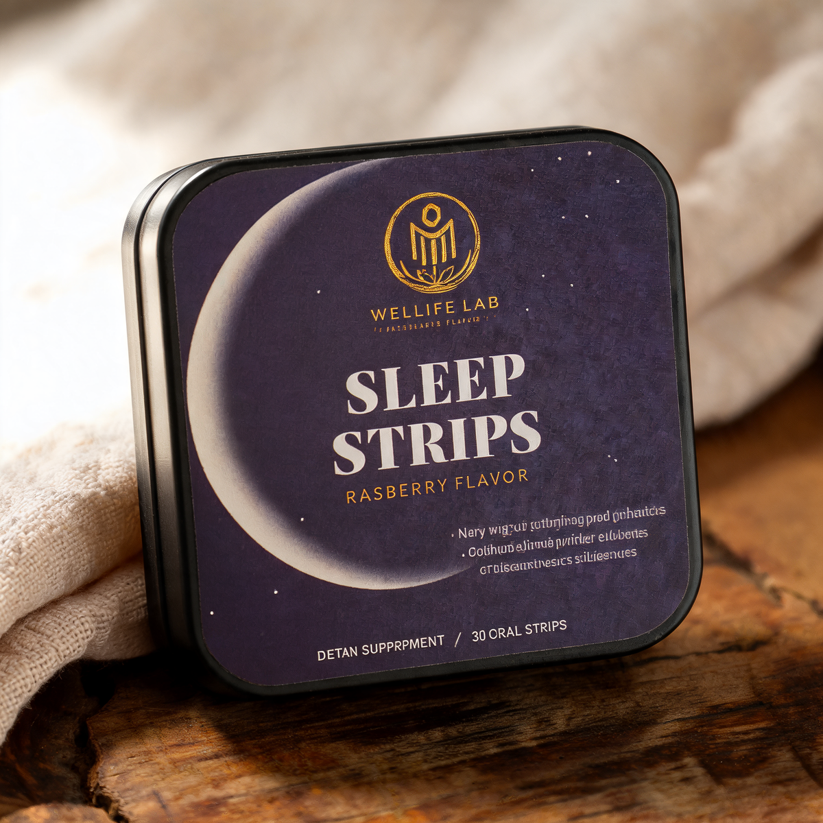Wellth Lab Sleep Strips tin detail